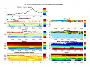 Water column profiles at BATS since mid-February 2017